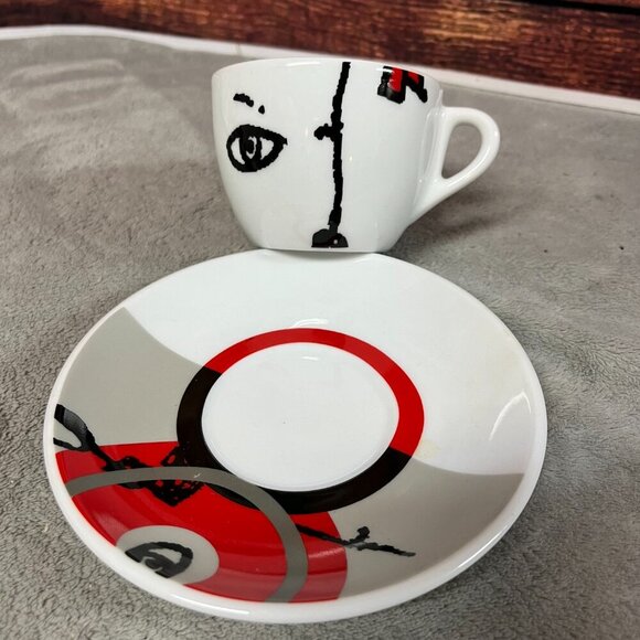 Toscana Espresso Abstract Art Artistic Cup & Saucer Set of 6 - Picture 6 of 16